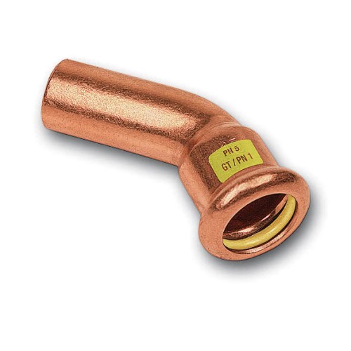 PRESS GAS CU ŁUK NYPLOWY 45˚ 35