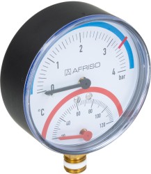 TERMOMANOMETR TH80 0-0.4BAR RADIALNY / Z ZAWOREM MONTAŻOWYM R1/2˝