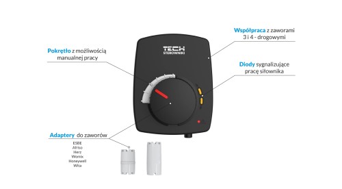 SIŁOWNIK NAPĘD ZAWORU MIESZAJĄCEGO MIESZACZA 3-PUNKTOWY STZ-120T DIODY LED