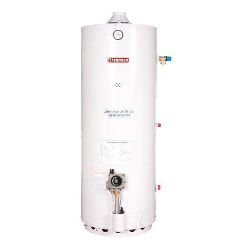 PODGRZEWACZ WODY GAZOWY 150L STOJĄCY PRAWY / Z ZAWOREM BEZPIECZEŃSTWA, STAL NIERDZEWNA