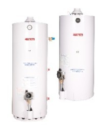 PODGRZEWACZ WODY GAZOWY 150L STOJĄCY PRAWY / Z ZAWOREM BEZPIECZEŃSTWA, STAL NIERDZEWNA