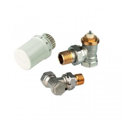 ZESTAW DO GRZEJNIKA  BOCZNOZASILANEGO GŁ.THERA 6 / +ZAWÓR TERMOSTAT.KĄTOWY SX 1/2˝+ZAWÓR POWROTNY,KĄTOWY 1/2˝ bez uszczelki